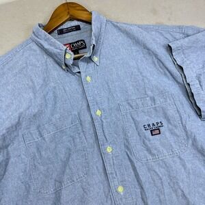 CHAPS‎ Ralph Lauren Button Down Chambray Shirt Mens Large Short Sleeve Casual
